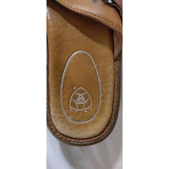 ARIAT Sandals Brown Slip On with Silver Clasps Size 6B Leather - Picture 7 of 7
